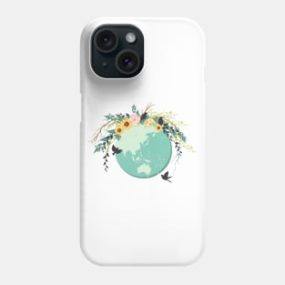 Cute Earth Day Floral Globe Phone Case