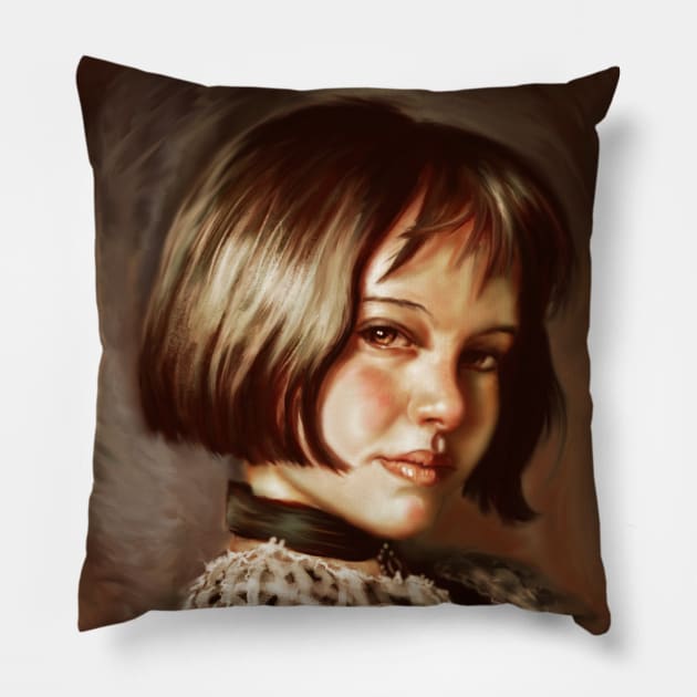 Mathilda portrait Pillow by Artofokan