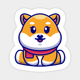 Cute baby shiba inu sitting cartoon illustration Magnet