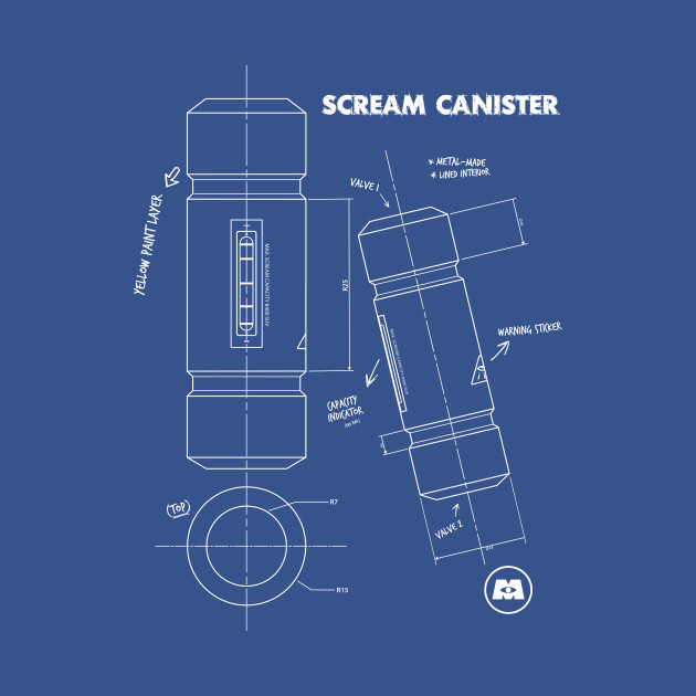 Disover Scream Canister Blue print - Monsters Inc - T-Shirt