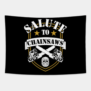 Carpenter Lumberjack salute to chainsaws Tapestry