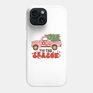 Tis The Season, Groovy Truck, Merry Christmas Tree Phone Case