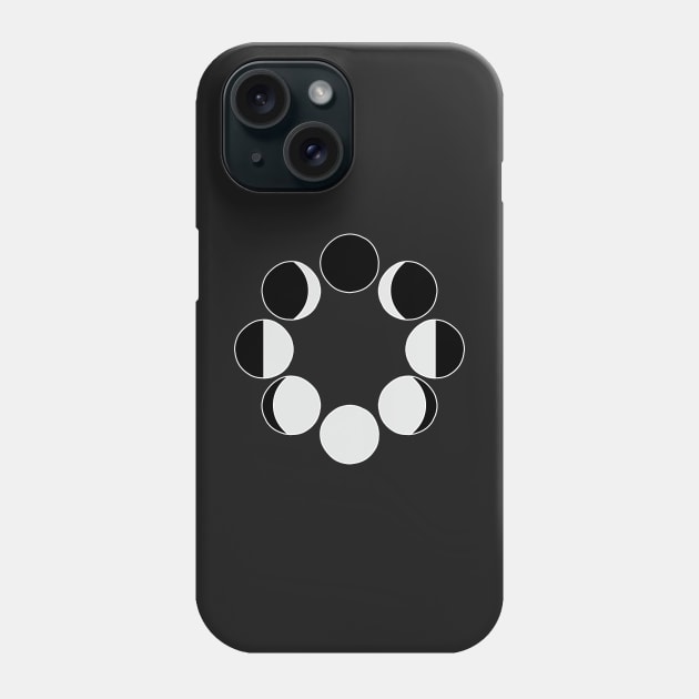 Moon Stages White Outline Phone Case by murialbezanson