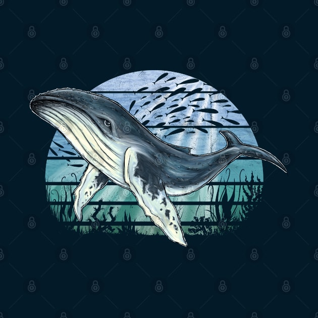 Retro Underwater Sealife Humpback Whale by SkizzenMonster