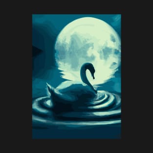 Swan in the Full Moon T-Shirt