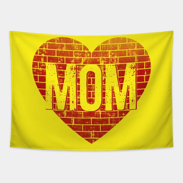 Wall of Moms Mom on Brick Heart Tapestry by mindeverykind