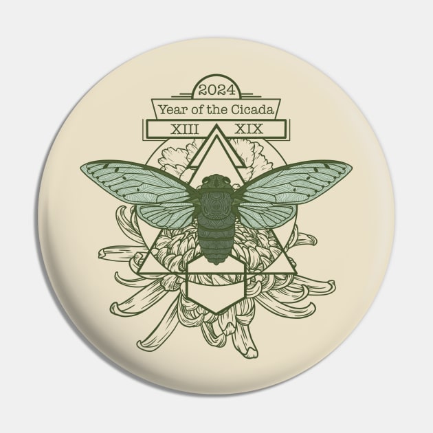 2024 Year of the Cicada Cicada Pin TeePublic