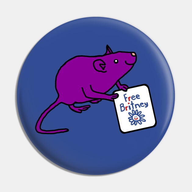 Cute Rat with Free Britney Sign Pin by ellenhenryart