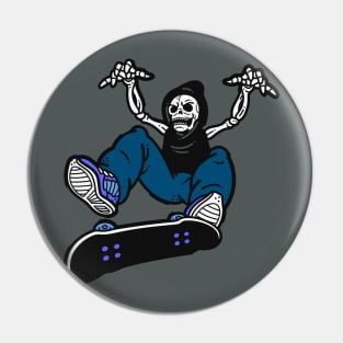 Skeleton Skater Kick Flip Cartoon Pin