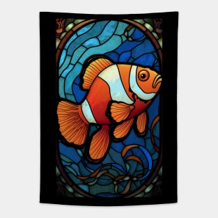 Stained Glass Style Clownfish Tapestry