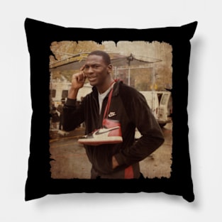 Young Michael Jordan Vintage Pillow