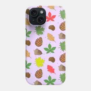 Colorful Autumnal Season - Nature Pattern on Purple Background Phone Case