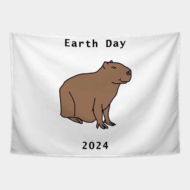 Earth Day 2024 Capybara Tapestry by ellenhenryart