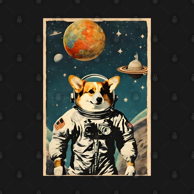 Astronaut Cogi in Space Vintage Surreal Collage Art by Art-Jiyuu