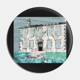 The Bronte Sisters' Parsonage,Haworth : Collage in Marbled Bookbinding Paper Pin