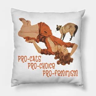 Pro-Cats, Pro-Choice, Pro-Feminism Pillow