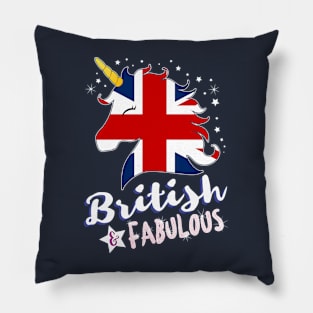 British & Fabulous Unicorn Pillow