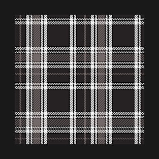 Dark Academia Plaid Tartan in Black, Grey, Gray, and White T-Shirt