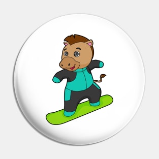 Horse as Snowboarder with Snowboard Pin