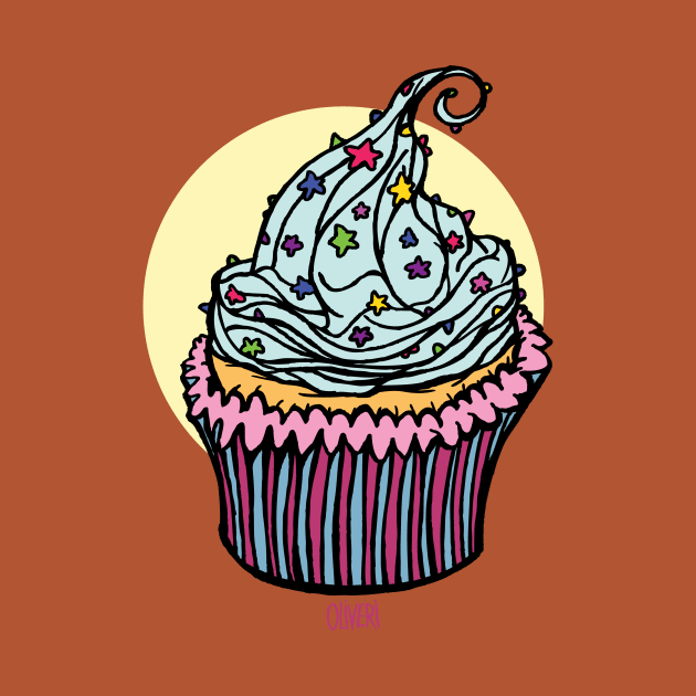 Cupcake with sprinkles by peteoliveriart