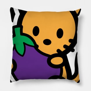 Cat Orange Eggplant Food Bambu Cute Kitten Pet Lover Pillow