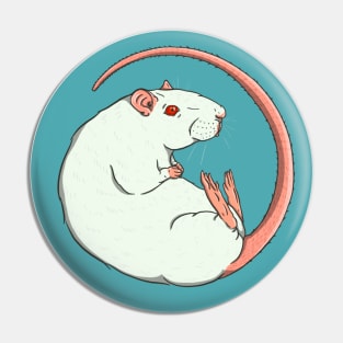 Pink Eyed White Fancy Rat Illustration Pin