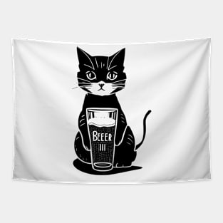 Cat with beer Tapestry
