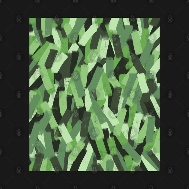 Painted Style Green Camo in Smudgy Brush Stroke Stripes by OneThreeSix