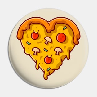 Love Pizza Cartoon Illustration Pin