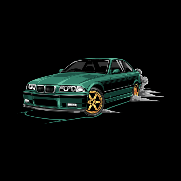 M3 E36 Car Illustration Green by yourcar.art