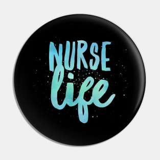 Nurse life blue text and paint splatter design Pin