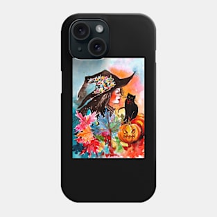 Witch and her cat Phone Case