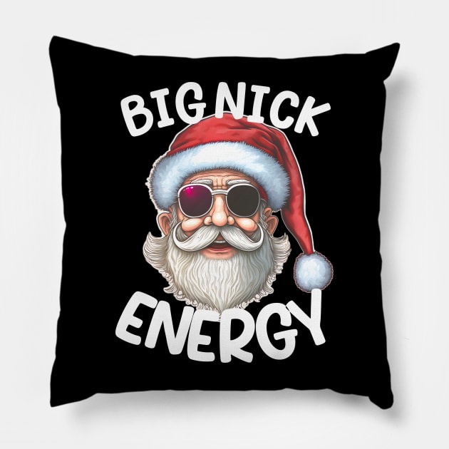 big nick energy, funny vintage santa claus wink christmas Pillow by hadlamcom