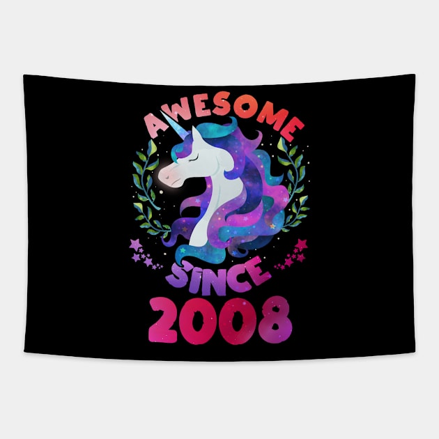 Cute Awesome Unicorn Since 2008 Funny Gift Tapestry by saugiohoc994