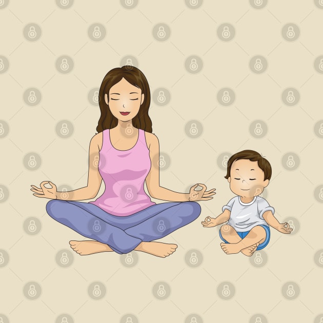 Mother and son doing meditation by TheDesigNook