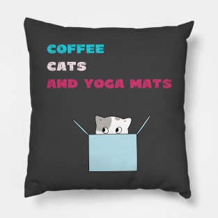 Coffee cats and yoga mats funny yoga and cat drawing Pillow