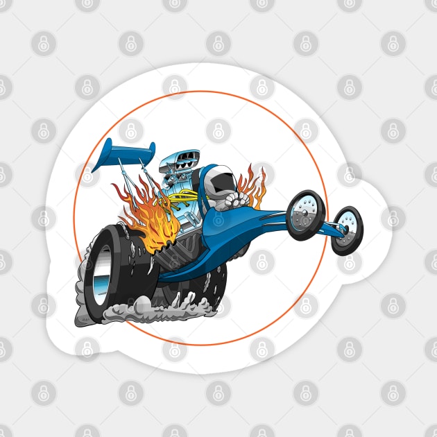 Funny Cartoon Dragster Car Magnet by Wilcox PhotoArt