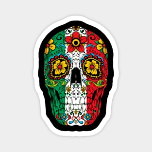 Day Of The Dead Sugar Skull Cinco de Mayo Women Mexican Flag Magnet