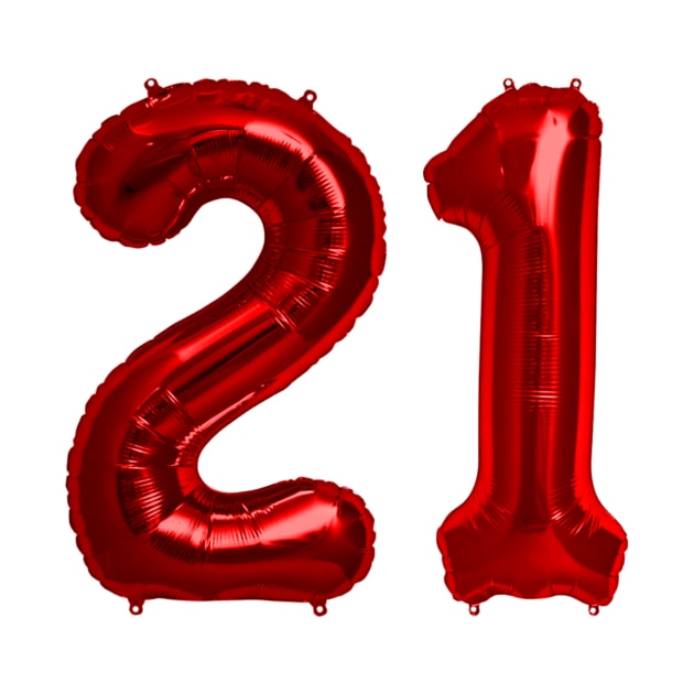 Red 21st Birthday Metallic Helium Balloons Numbers by podartist