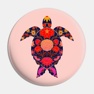 Fiery floral sea turtle Pin