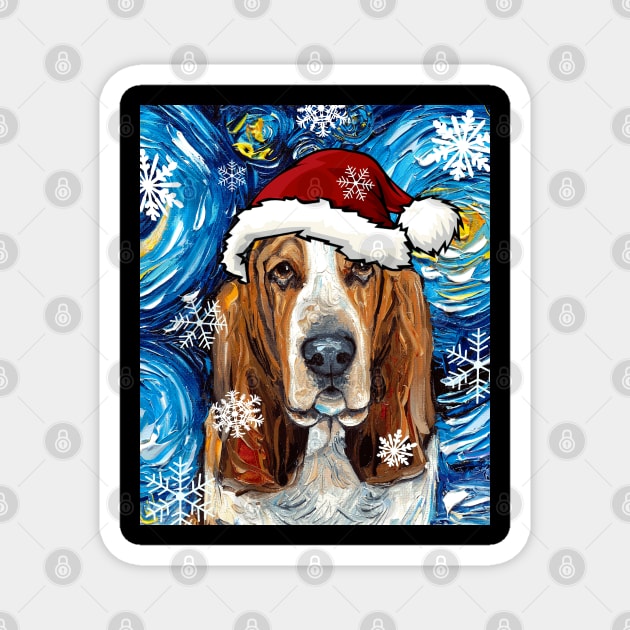 Basset Hound Santa Magnet by sagittariusgallery