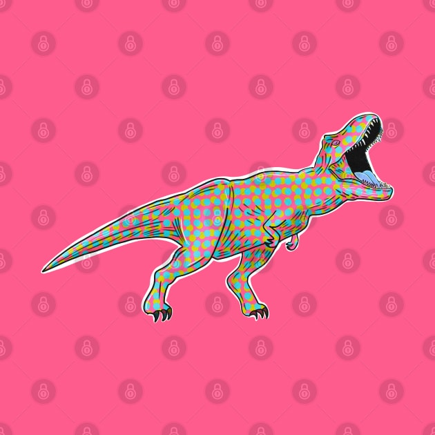 Dinosaur retro dots (on bright pink) by Meakm