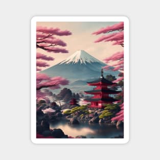 Serene Mount Fuji Sunset - Peaceful River Scenery Magnet