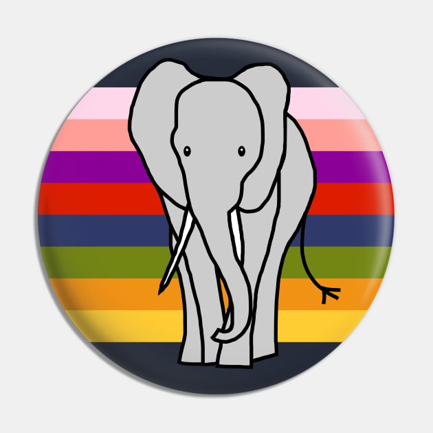 Elephant on Rainbow Stripes Graphic Pin by ellenhenryart