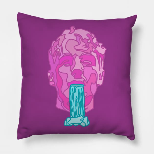 Glass Animals Soda Waterfalls (Head Only) Pillow by SpareFilm