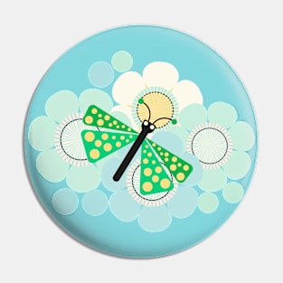 Green and yellow butterflies with flowers Pin