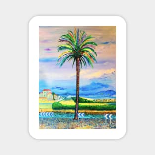 Palm tree on the canal in Empuriabrava Magnet