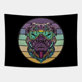 Retro Robot Pug Dog Tapestry