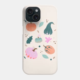 Pastel pink, orange and teal pumpkins Phone Case