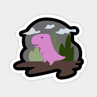 Cartoon funny pink dinosaur in Jurassic world Magnet